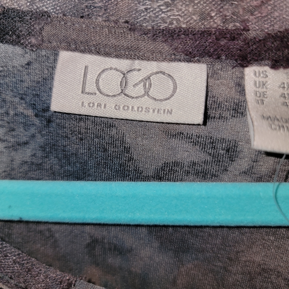 NWOT LOGO Lori Goldstein 3X jacquard tie dye neutral color shirt with pockets - Picture 2 of 7